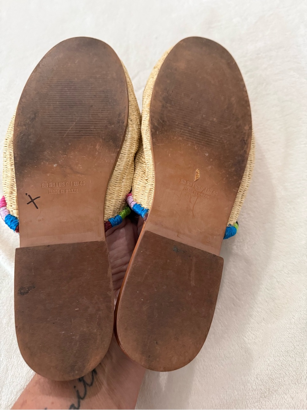 Farm Rio Multicolor Beaded Raffia Slip-On Mules - Natural 9 - Picture 5 of 7